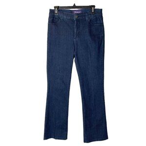 NYDJ Straight Leg Mid Rise‎ Dark Wash Jeans With Jeweled Back Pockets Size 8